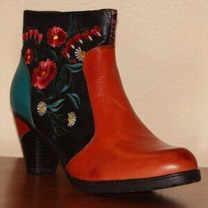 Vinatge L'Artiste Ankle Boots - Floral Emboidered Ankle Boot